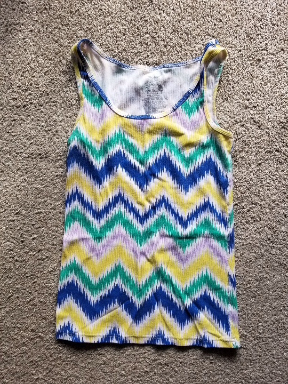 Women’s Chevron Print Tank Top in Blue, Green, Yellow, Lavender